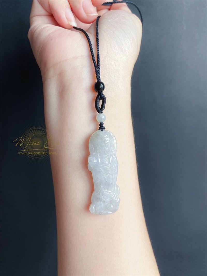 天然緬甸玉翡翠 站觀音 菩薩 禮物 玉墜 項鍊 吊飾 保平安 佛像 - 項鍊 - 玉石 綠色