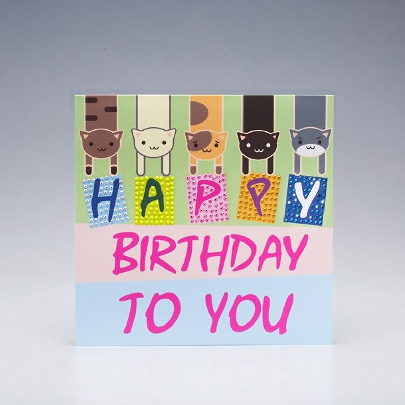 [GFSD] Rhinestone Boutique-Handmade Greeting Cards-Happy Birthday Meow~ - Cards & Postcards - Paper 