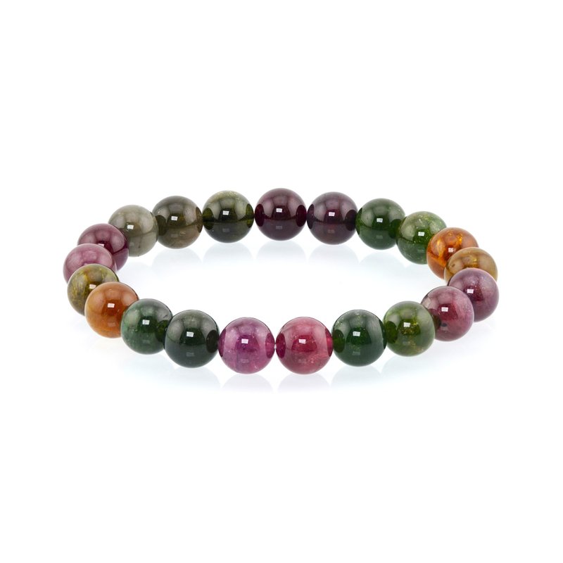 PolyGram Jewelry-Natural Tourmaline Hand Beads - สร้อยข้อมือ - คริสตัล 