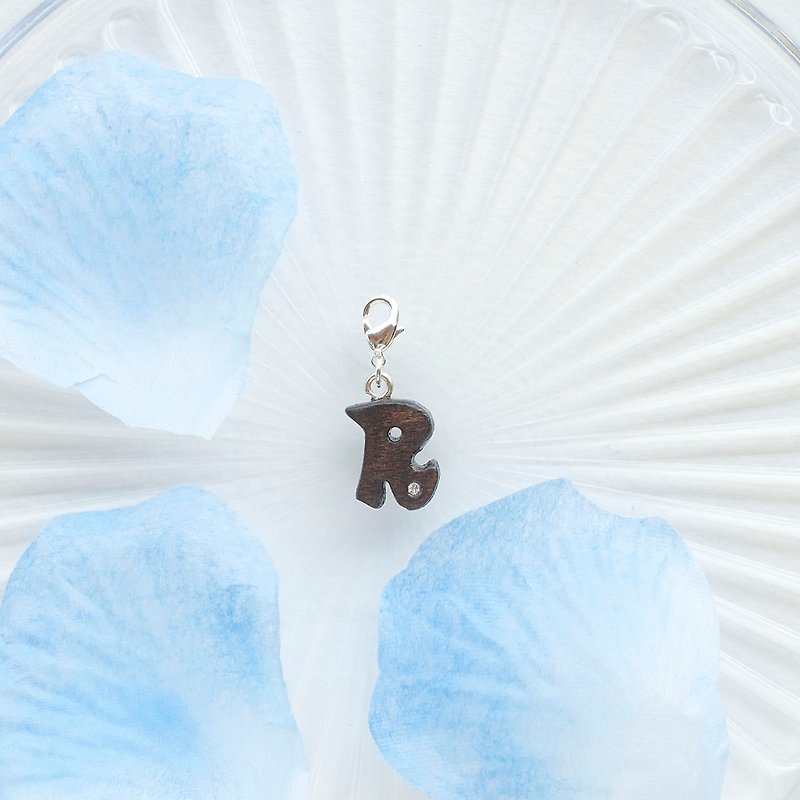 Letter wooden charm - R - Charms - Wood Brown