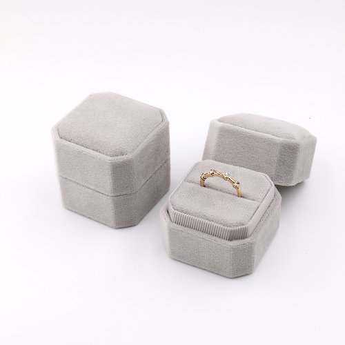 AndyBella Jewelry 精緻八角形戒指盒 低調灰 求婚盒 戒指盒