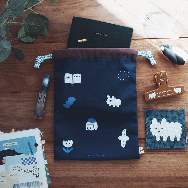 寶物 / 大束口袋 - 束口袋/束口背包/水桶包 - 棉．麻 藍色