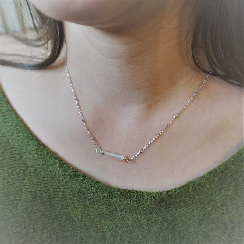 << Natural raw ore - white crystal necklace >> sterling silver necklace (limited to one) - สร้อยคอ - เงินแท้ สีใส