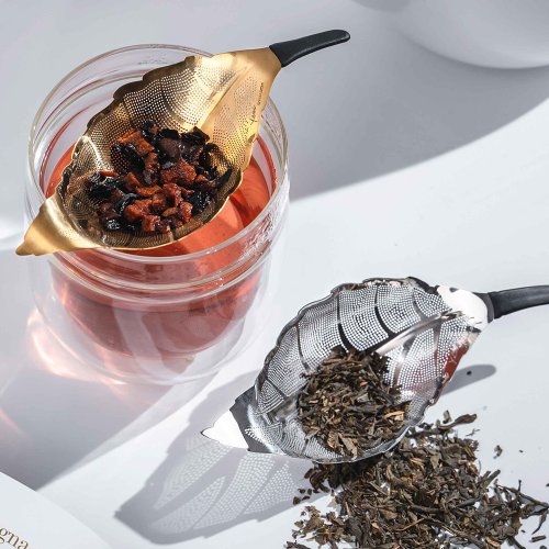 01LIV 01LIV不銹鋼濾茶器 Komorebi 樹葉造型多用途濾網金色原創茶具