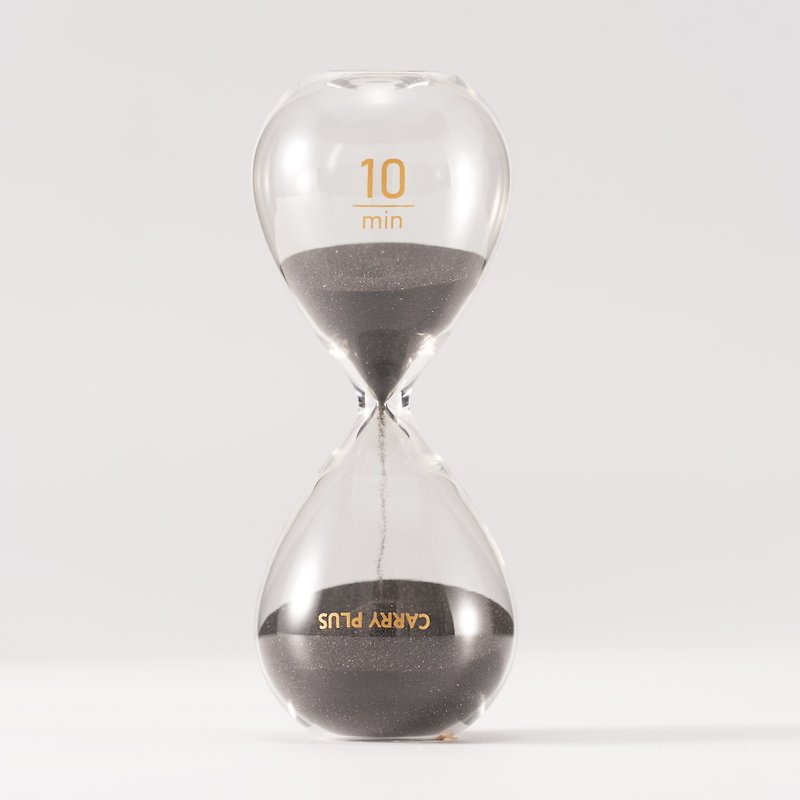 CarryPlus Minimalist Aesthetics 10-Minute Hourglass - Calm Black 10mins Timer - Items for Display - Glass Black