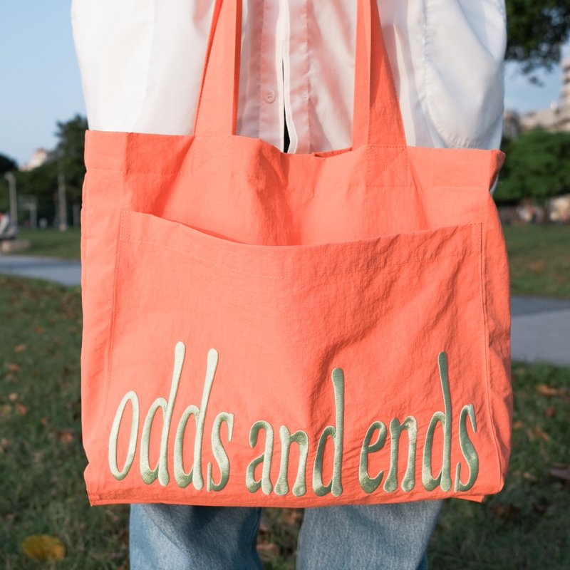odds and ends 防潑水珊瑚橘購物袋 - 側背包/斜背包 - 尼龍 橘色