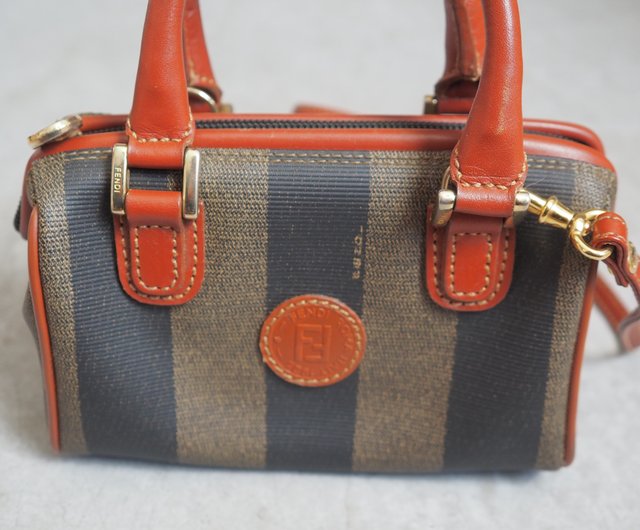 VINTAGE FENDI STRIPED SPEEDY BOSTON PEQUIN BAG