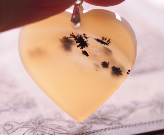 山水瑪瑙風景瑪瑙軟錳礦瑪瑙Landscape agate Silver Necklace - 設計館 