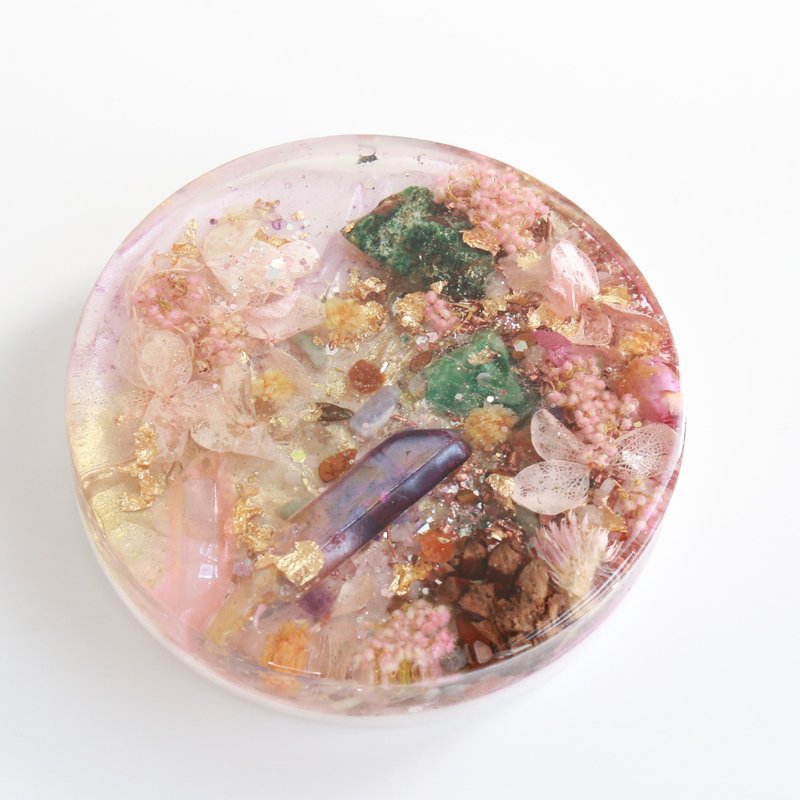 10cm奧根能量盤~光環與絡雲母 - 擺飾/家飾品 - 水晶 粉紅色