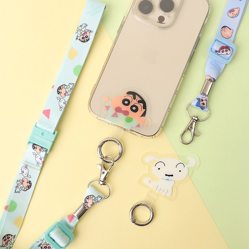 Crayon Shinchan mobile phone clip lanyard set - genuine side back mobile phone rope spacer 2way adjustable neck rope - Phone Accessories - Other Materials Multicolor
