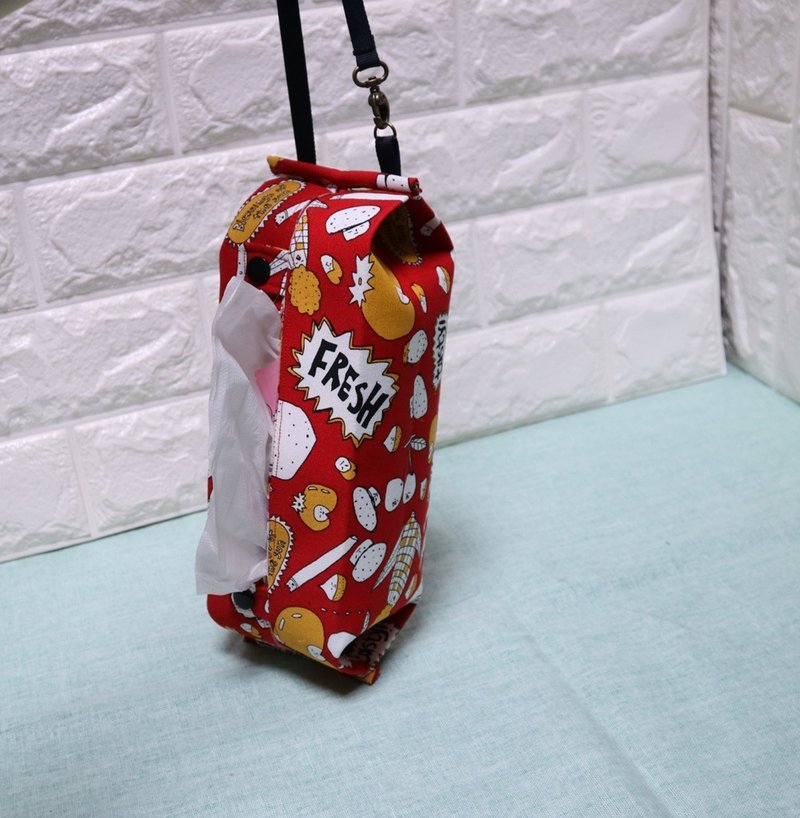 可掛式 活動式掛鉤 收納包 衛生紙盒/面紙盒套 - 面紙盒 - 棉．麻 紅色