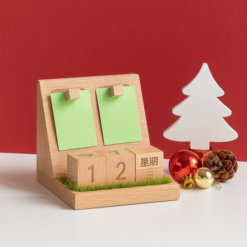【新年禮物】萬年曆  桌曆 辦公桌 禮物推薦 新年 刻字 聖誕節 - 日曆/月曆/年曆 - 木頭 多色