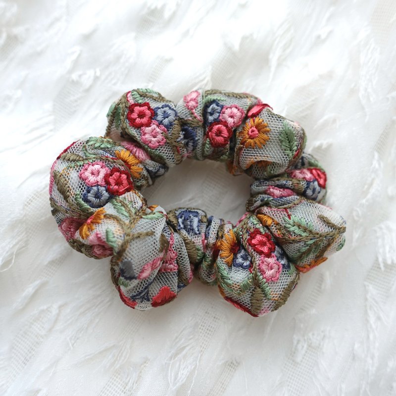 刺繡髮圈 - 髮夾/髮圈 - 棉．麻 多色