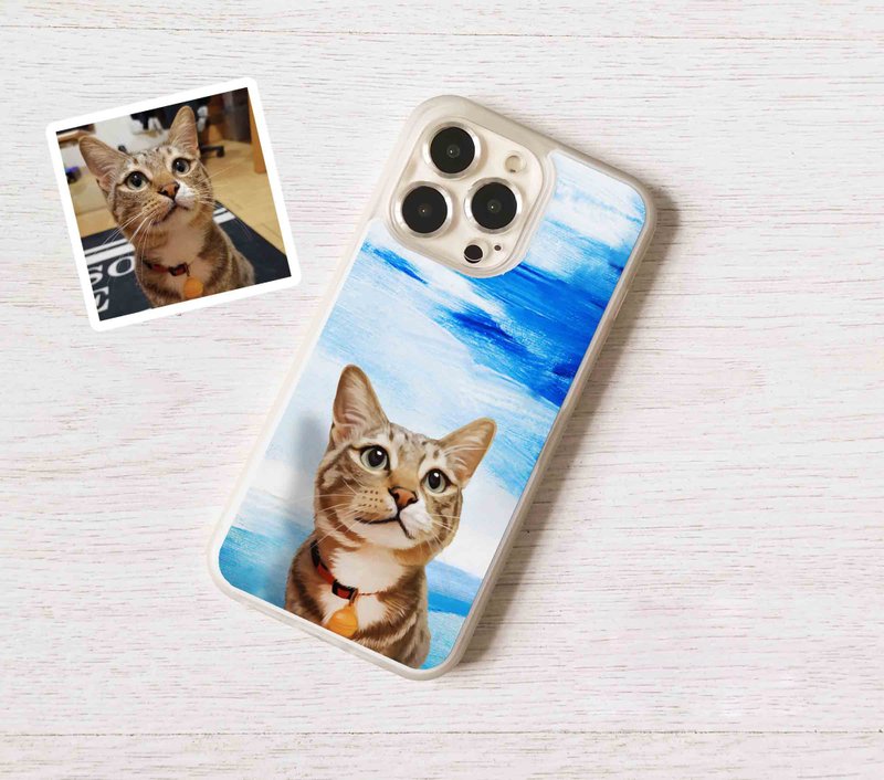 來圖訂製客製化寵物繪畫小貓全包手機殼 iPhone 16 15 14 Pro Max - 手機殼/手機套 - 塑膠 多色
