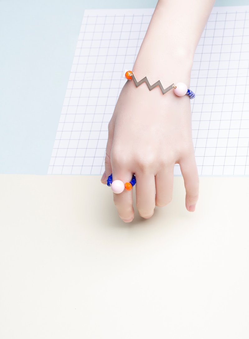 YUNSUO-original design-MEMPHIS style kyanite bracelet - Bracelets - Gemstone Blue