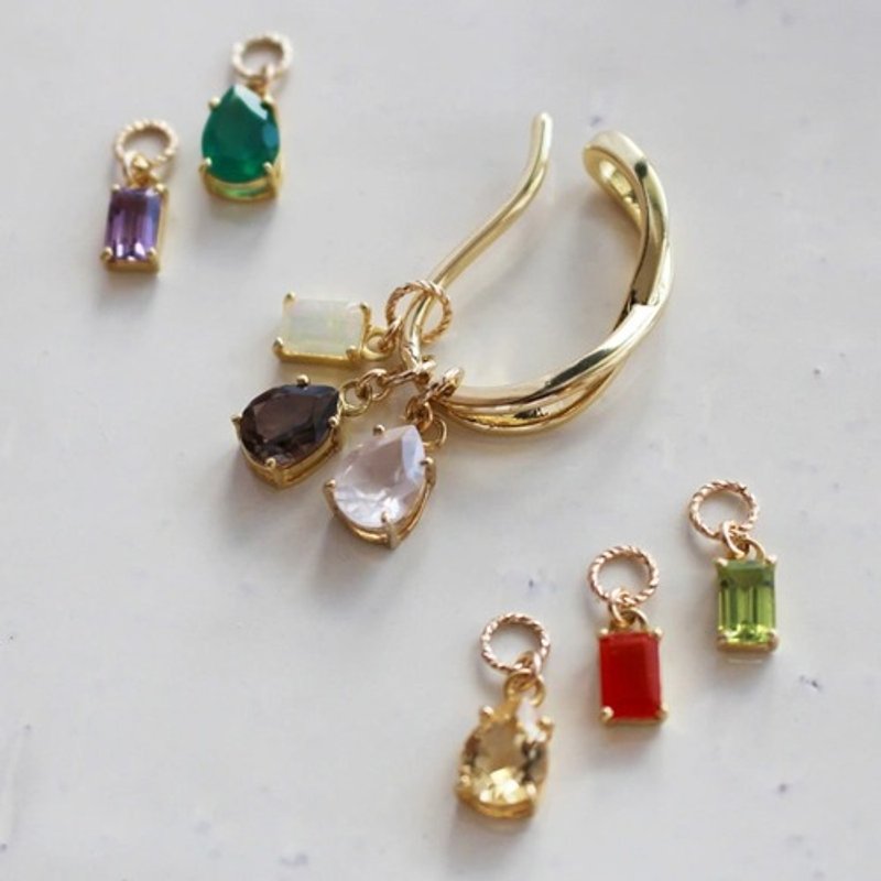 Pinkoi Proxy Purchase -  [Autumn Lucky Bag Project] Choose 4 charms from 16 types of natural stones (Gemstone quality) ✨ Ear cuff charm set - Earrings & Clip-ons - Gemstone 