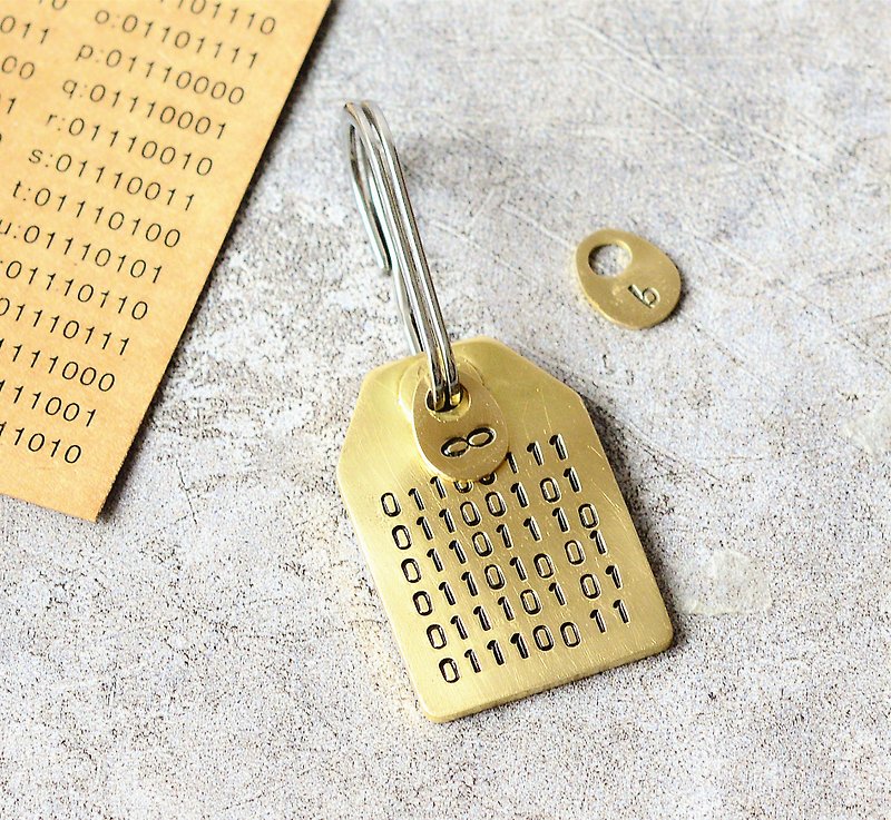 Customize my heart forever-my genius boyfriend/girlfriend genius dad family password key ring - ที่ห้อยกุญแจ - ทองแดงทองเหลือง สีนำ้ตาล
