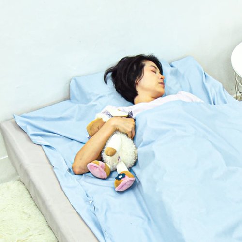 OUTSY 【臺灣製】加大版素色純棉便攜旅行床單/睡袋內套-蒼穹藍