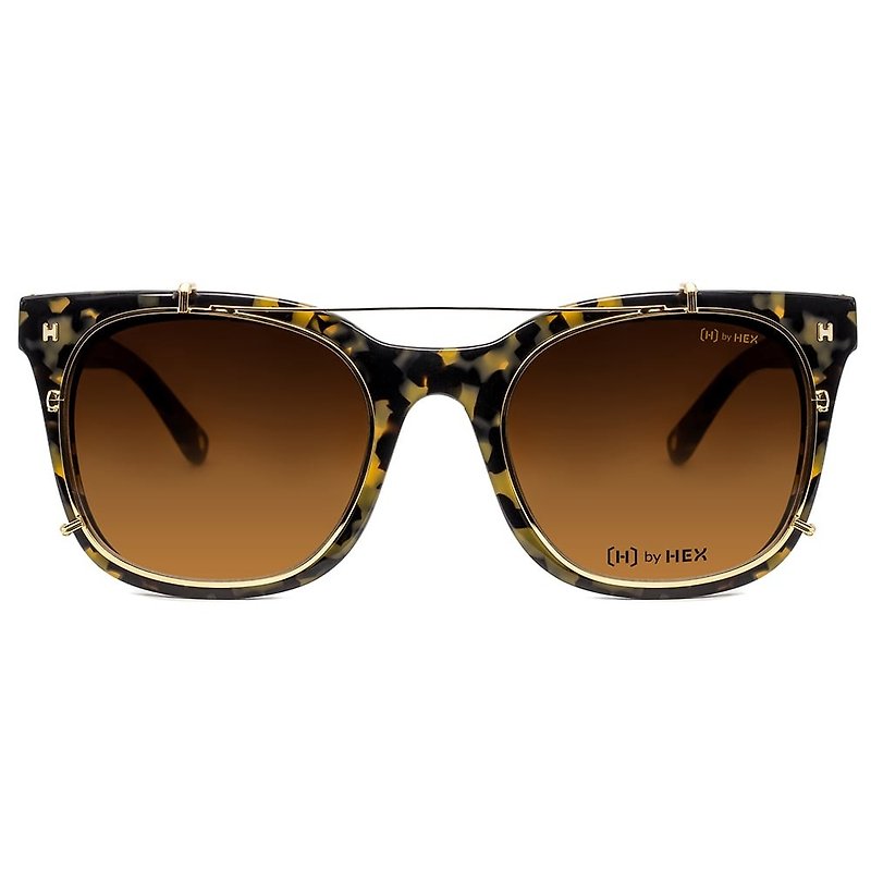 Optical with front hanging sunglasses | Sunglasses | Amber brown shape | Made in Taiwan | Plastic frame - กรอบแว่นตา - วัสดุอื่นๆ สีนำ้ตาล