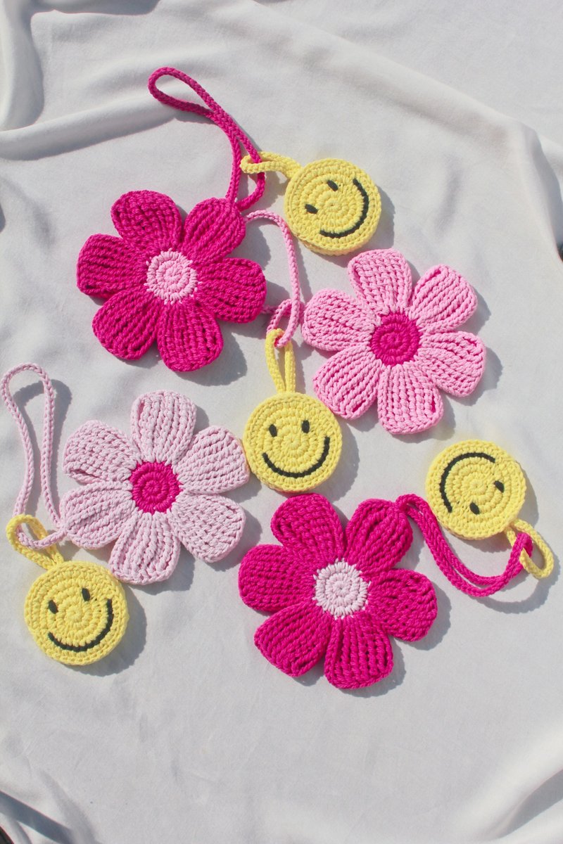 Pink Tone ,Stick Together ,Summer Bloom and Smiley ,Bag's Accessories - 鑰匙圈/鑰匙包 - 其他材質 粉紅色