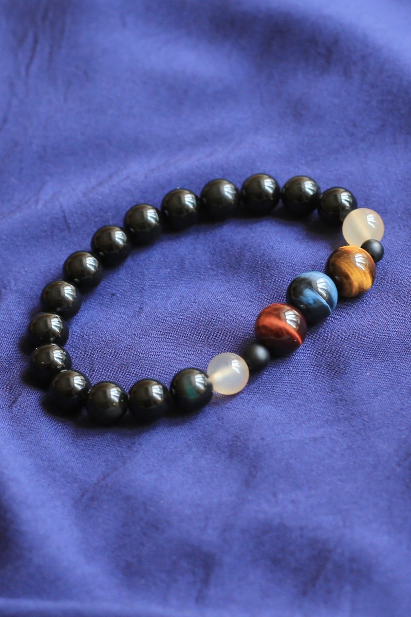 No.8-Original & Insight | Red, Yellow and Blue Stone Lightning Effect Obsidian | Good Luck - สร้อยข้อมือ - เครื่องประดับพลอย 