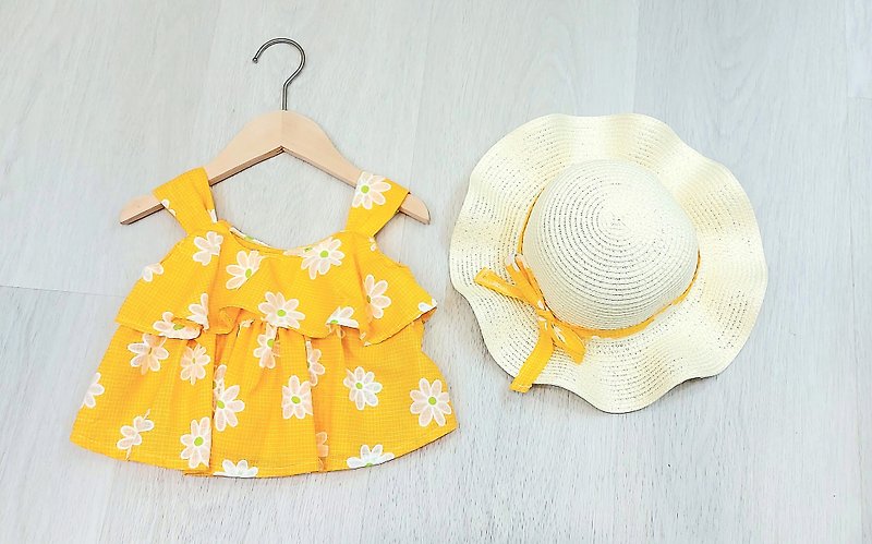 Japanese kimono style children's clothing girls' tops birthday gifts - Tops & T-Shirts - Cotton & Hemp Yellow