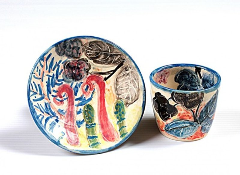 淡彩野の草花図（小)・釉下色絵フリーカップセット - 咖啡杯/馬克杯 - 陶 