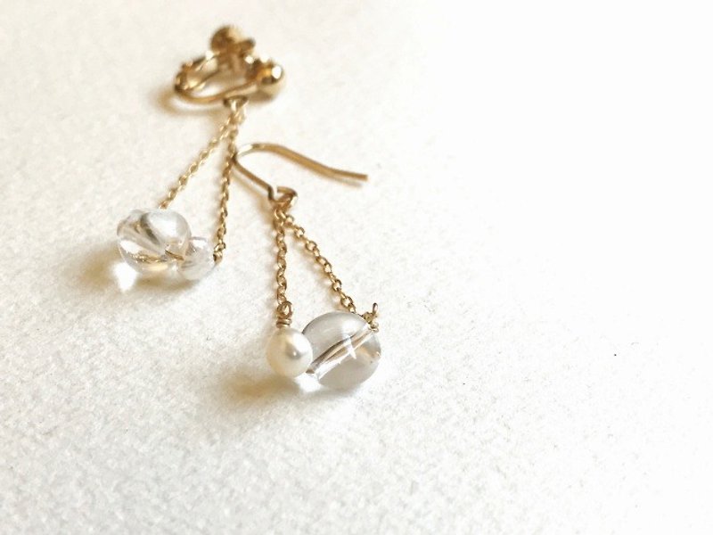 Lack（clip-on/pierced earrings） - Earrings & Clip-ons - Gemstone Gold