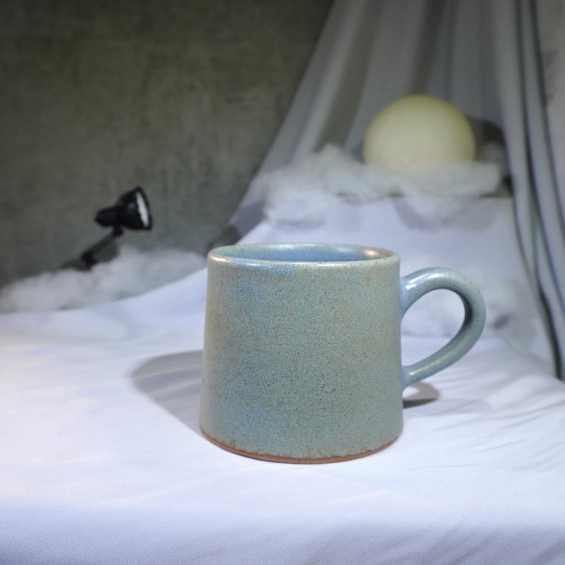 Matt blue gable cup - about 330ml, teacup, mug, water cup, coffee cup - แก้วมัค/แก้วกาแฟ - ดินเผา หลากหลายสี