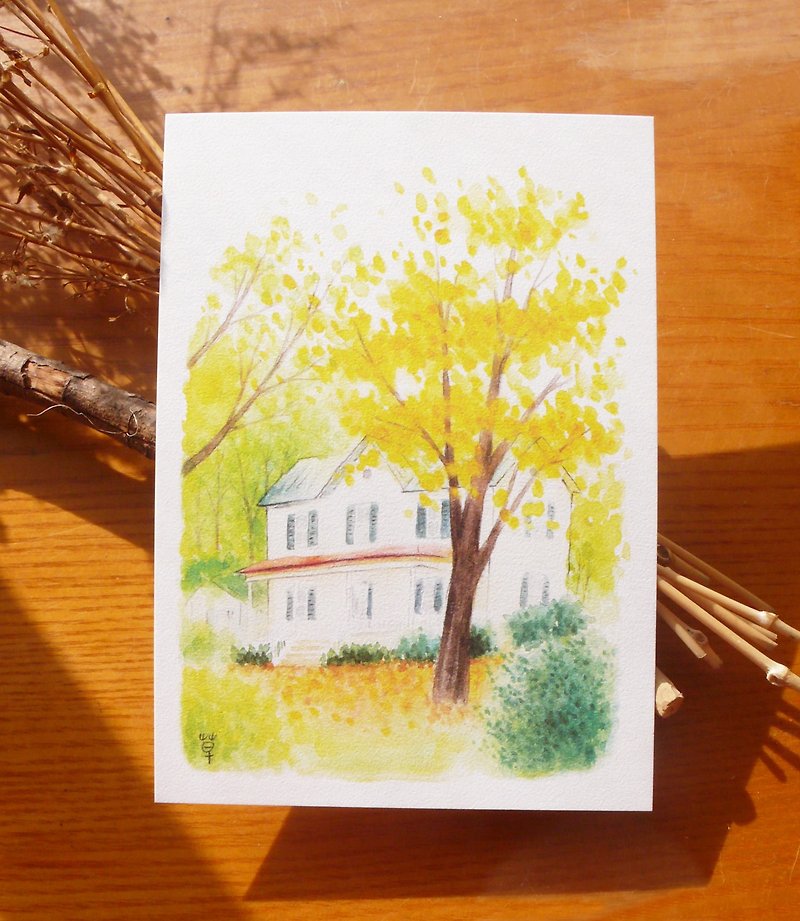 Deciduous House Postcard - การ์ด/โปสการ์ด - กระดาษ สีส้ม