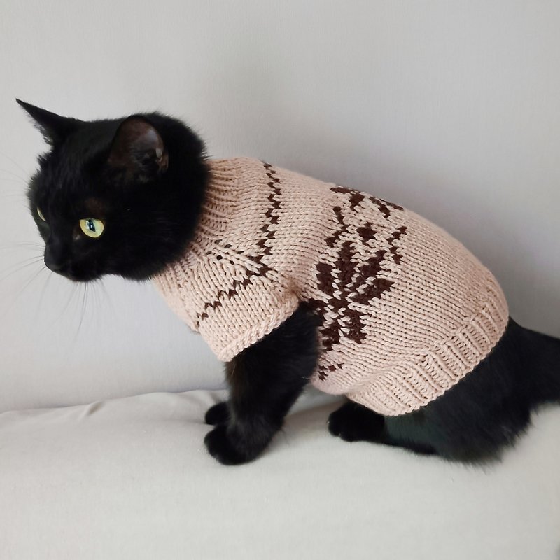 Cat sweater Cat clothes Knitted sweater for cat Pet jumper for cat Sphynx cats - ชุดสัตว์เลี้ยง - ขนแกะ 