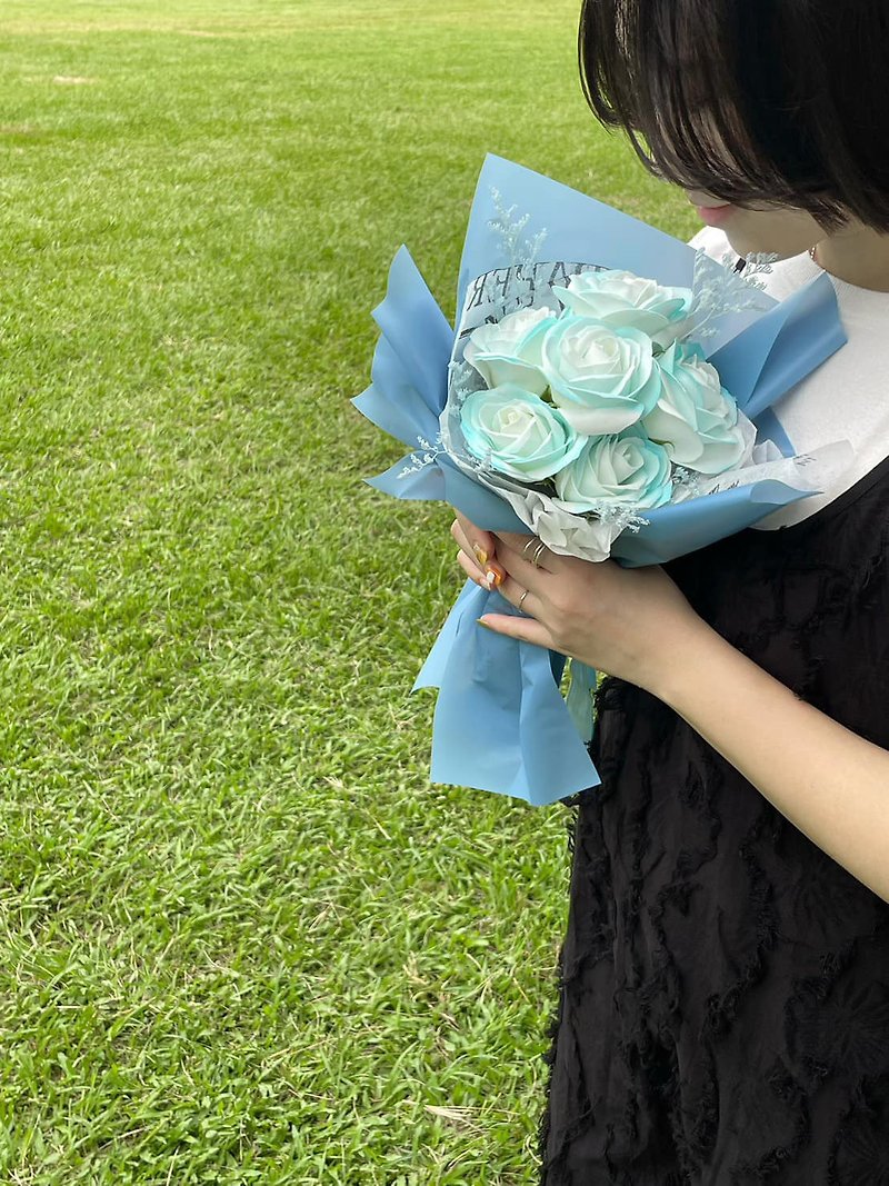 情人節的藍色海 香皂花花束 - 擺飾/家飾品 - 植物．花 藍色