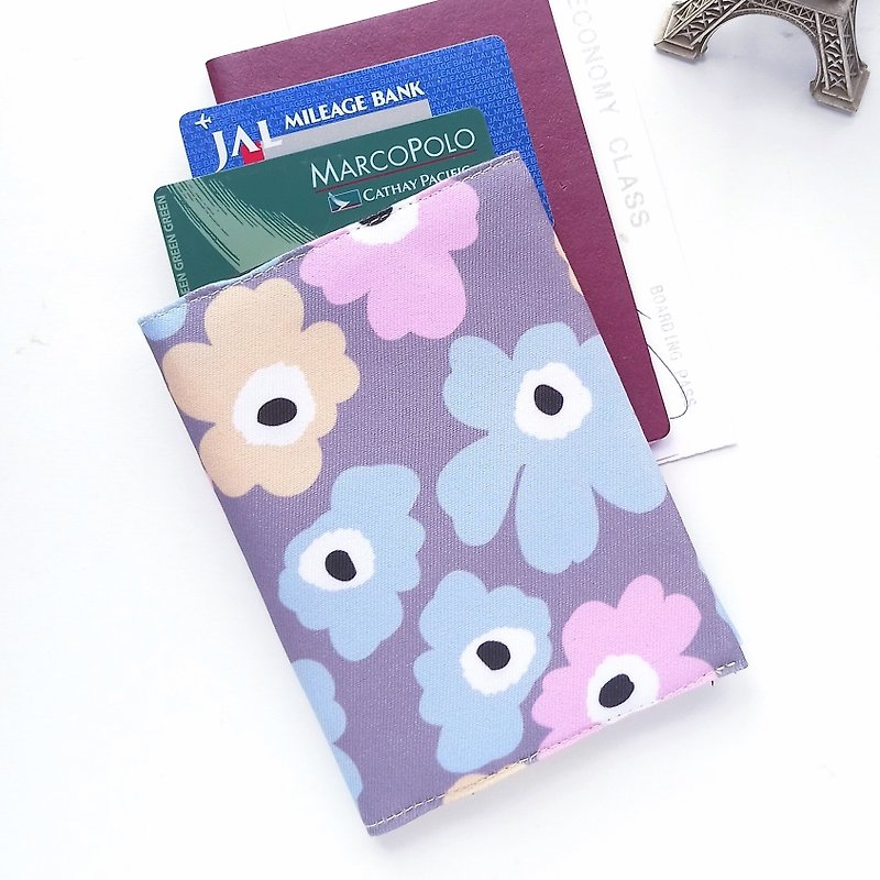 護照套 (粉色大花) - 護照套 - 棉．麻 多色