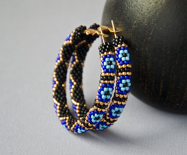Diy jewelry kit Seed bead kit earrings hoops Craft kit Beaded crochet kit hoop earrings Bead crochet pattern