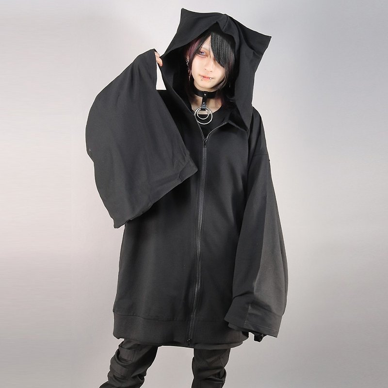 Oversized furisode cat ear hoodie gothic punk rock DRT2752 - Women's Tops - Polyester Black