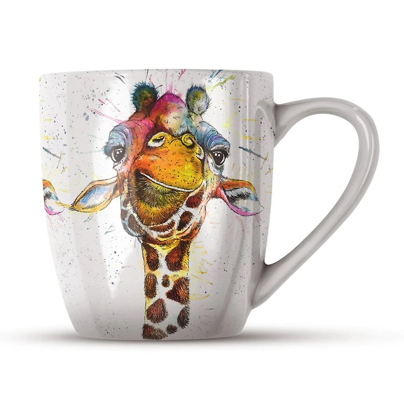 WRAPTIOUS/bone china cup/splashed rainbow giraffe - Mugs - Pottery Multicolor