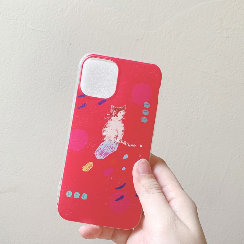街貓日記 餅乾虎斑小貓 紅紅質感印花手機軟殼 iphone case - 手機殼/手機套 - 橡膠 紅色