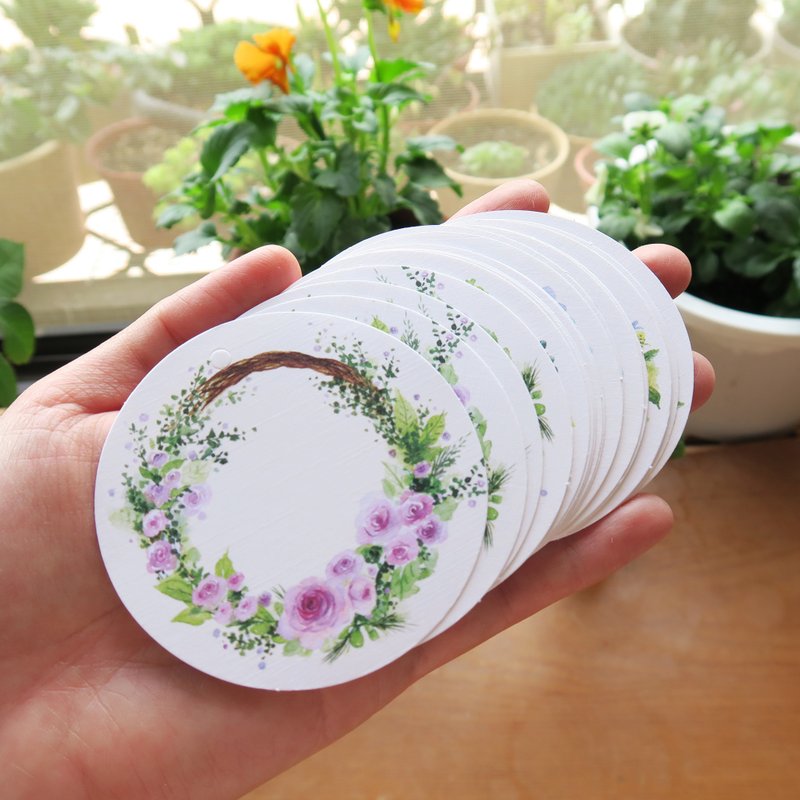 Four types of flower circle gift cards, a total of 20 pieces - การ์ด/โปสการ์ด - กระดาษ 