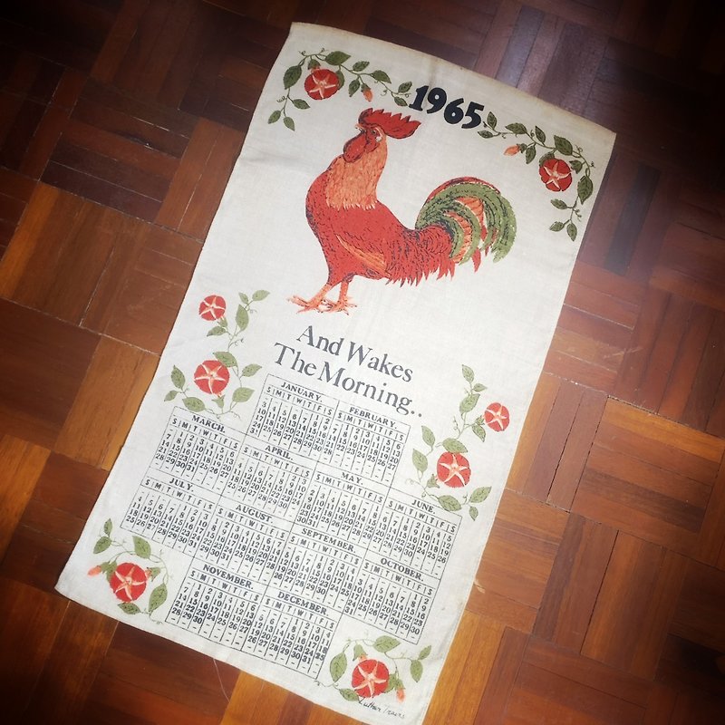 1965年 初期のアメリカン キャンバス カレンダー オンドリ - その他 - コットン・麻 多色