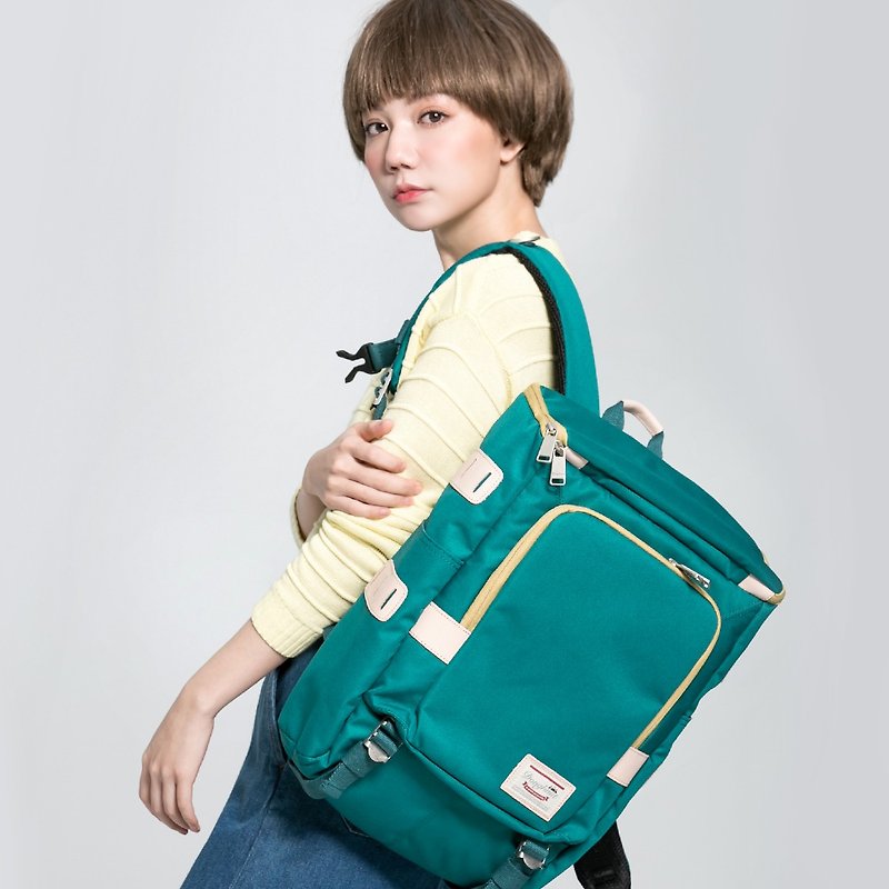 [Chinese Valentine's Day Gift] Doughnut Waterproof Brownie Backpack - Sandwich Soda Sugar - Backpacks - Other Materials Green