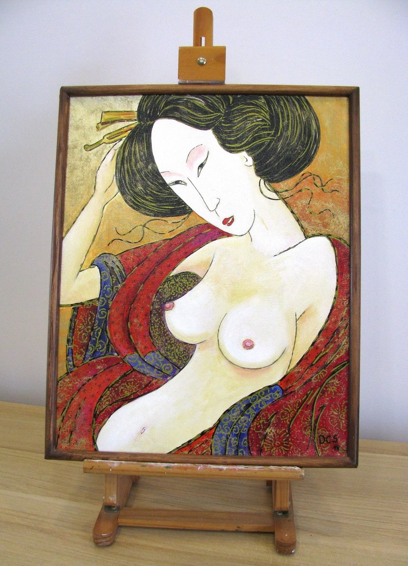 Nude woman original acrylic painting on canvas home wall decoration - Wall Décor - Other Materials Multicolor