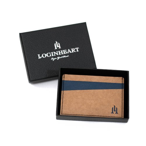 LOGINHEART 免取卡正面感應卡夾 條紋棕藍 各類卡片直接感應不受其他卡片幹擾