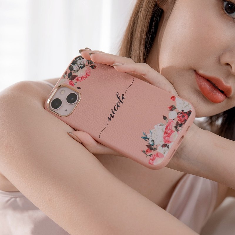 Temperament Rose Honey Lily Shell Honey Lily Powder Natural Leather Shell- iPhone Customized Phone Case - เคส/ซองมือถือ - หนังแท้ สึชมพู