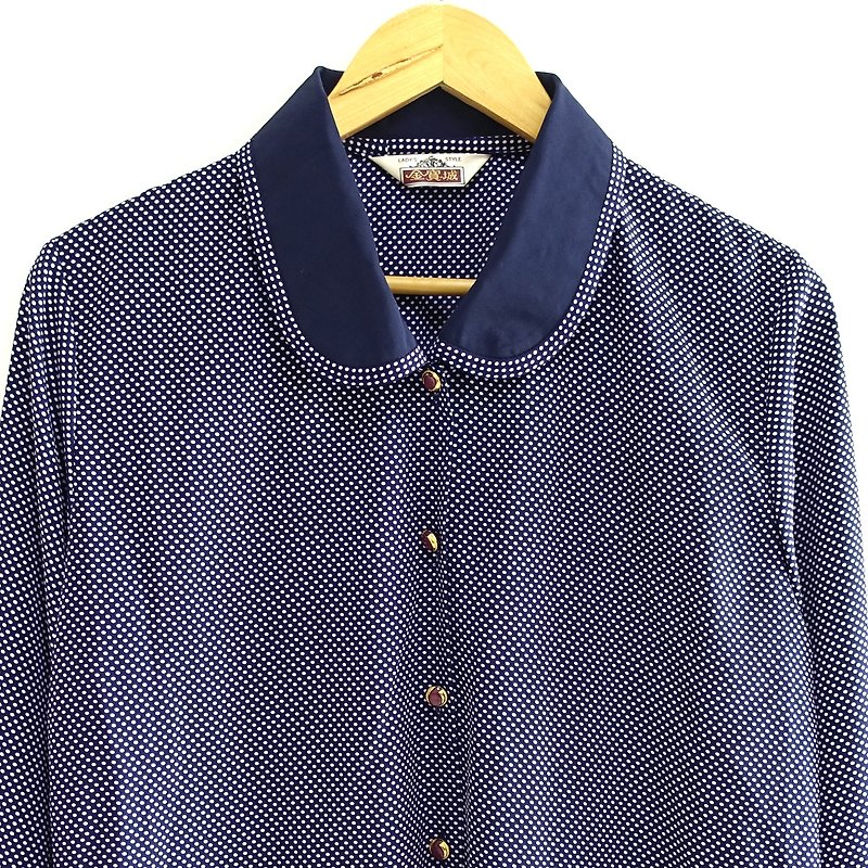 │Slowly│ Little world - vintage shirt │vintage. Retro. Literature. - Women's Shirts - Polyester Blue