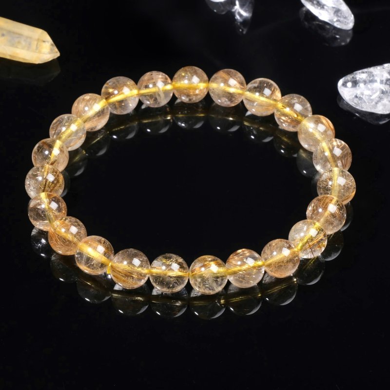 #578 One Picture One Thing/8mm Golden Blonde Crystal Bracelet with dense and shiny hair attracting wealth and career luck - Bracelets - Crystal Gold