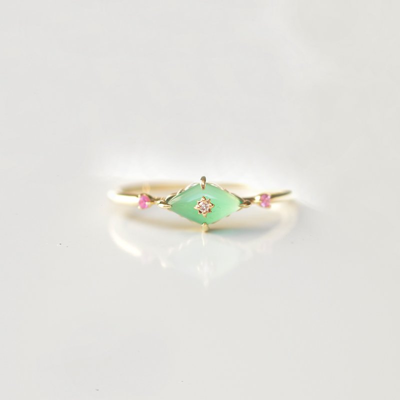 sowi - 一千零一夜 | 10K綠瑪瑙鑽石戒指・日本輕珠寶・現貨・絕