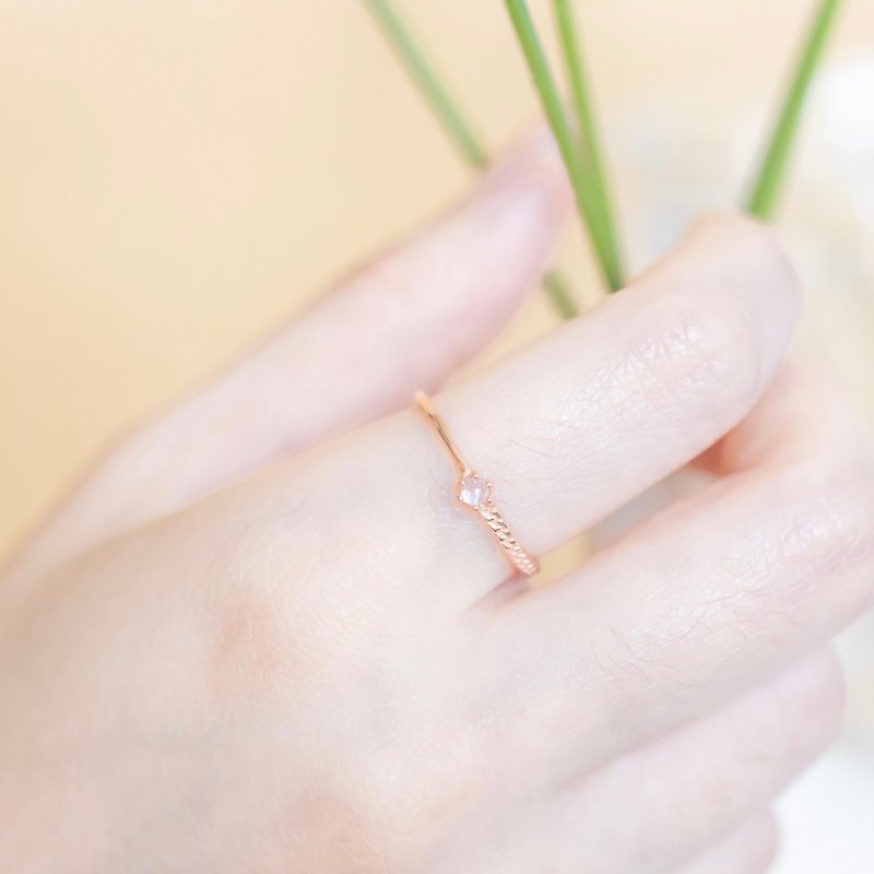 月光石925純銀單邊麻花設計戒指 可調式戒指 - 戒指 - 寶石 藍色