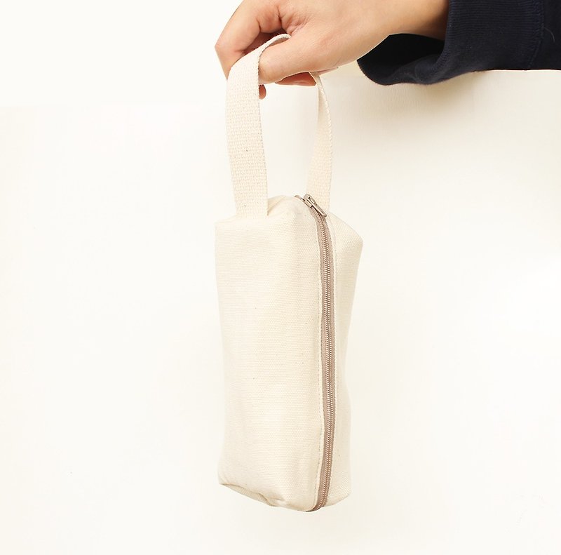 Blank plain solid color portable pencil case/storage bag universal bag pencil case - กล่องดินสอ/ถุงดินสอ - ผ้าฝ้าย/ผ้าลินิน ขาว