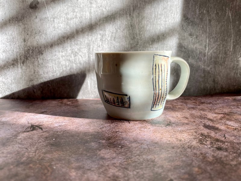 Sun and Sun-Light Green Square Coffee Cup - Mugs - Porcelain Blue