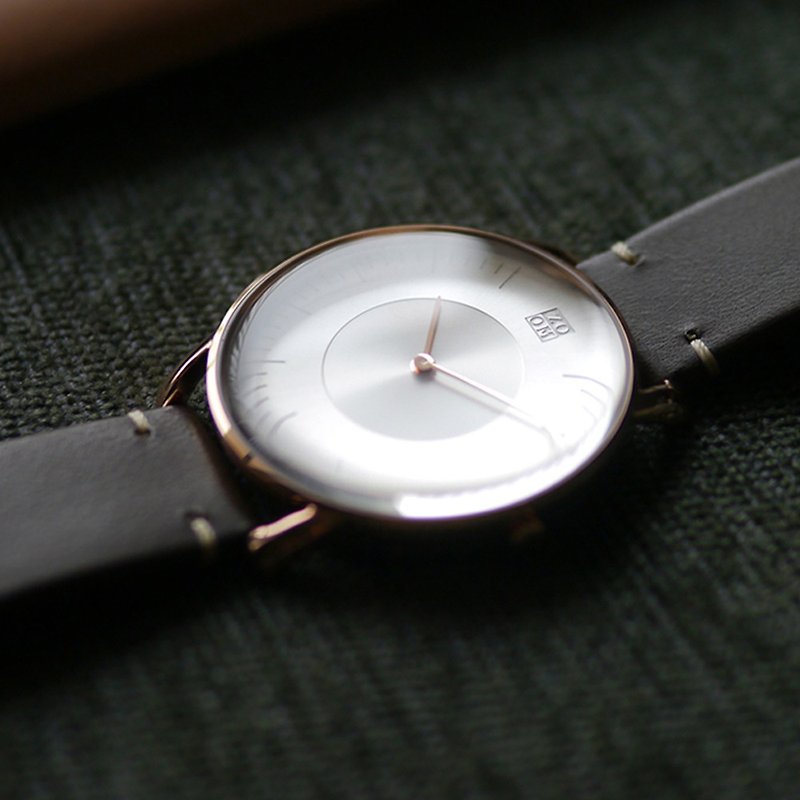 SILO 3861 極地光暈植鞣皮革手錶 - 玫瑰金 - 女裝錶 - 真皮 銀色